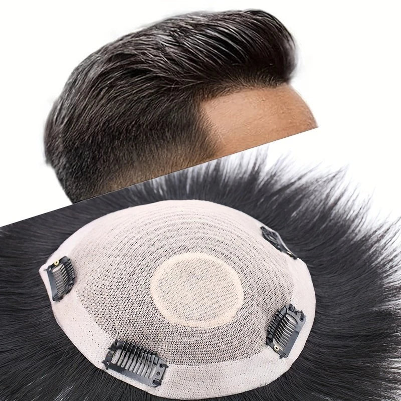 Men's Invisible Natural Looking Human Hair Topper