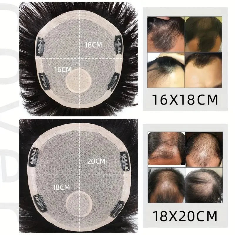 Men's Invisible Natural Looking Human Hair Topper