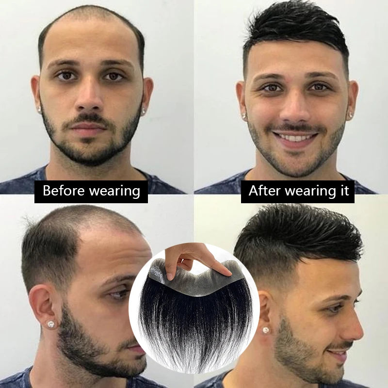 6inches Human Hair Men Front Toupee