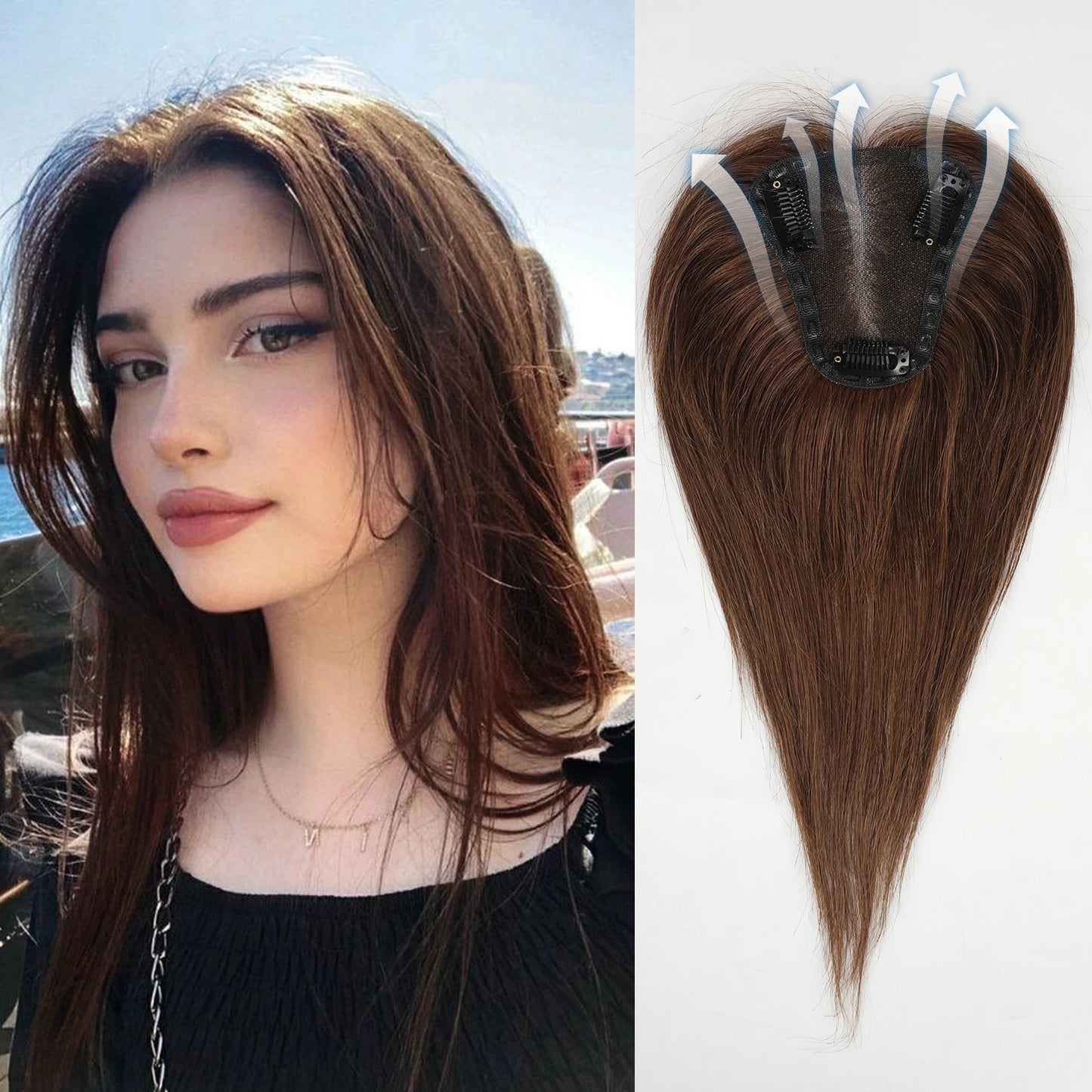 12 Inches Lace Base Human Hair Topper