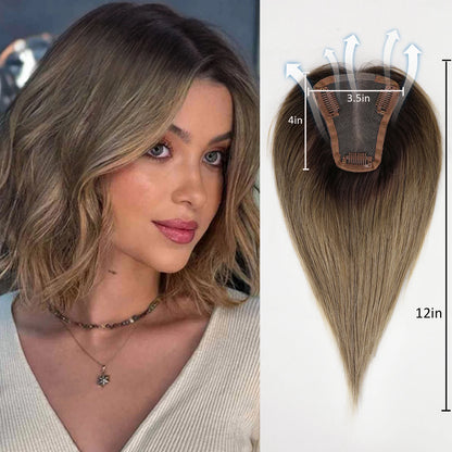 12 Inches Lace Base Human Hair Topper