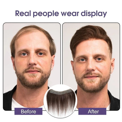 6inches Human Hair Men Front Toupee