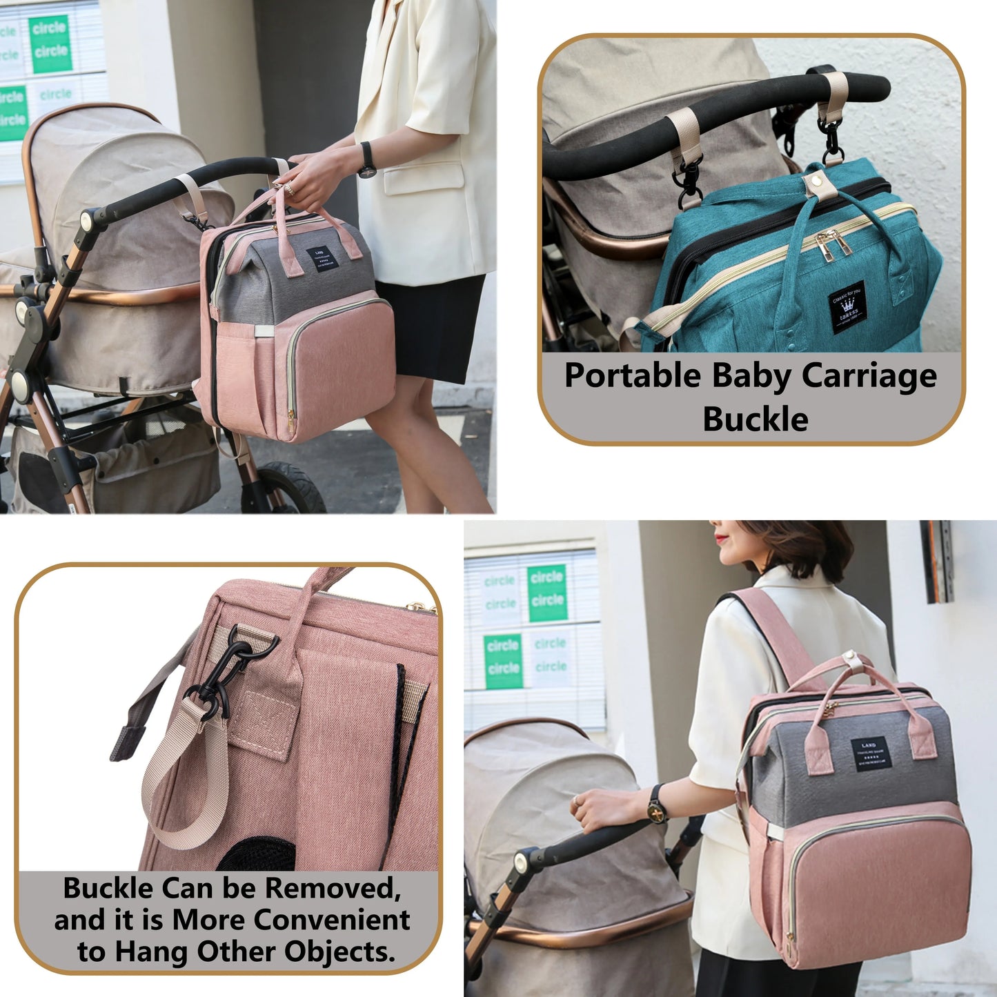 Lightweight New-Mum Nappy Bag With Portable Folding Crib